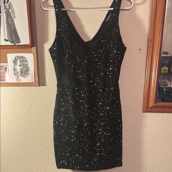 bebe Dresses & Skirts - Bebe Black Sequin Mini Dress